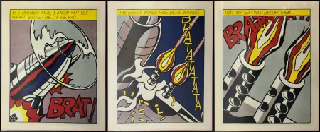 Litografía Lichtenstein - As I opened Fire, 1964. Tripytchon. 
