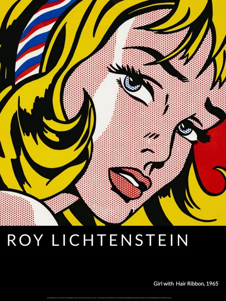 Serigrafía Lichtenstein - Girl with Hair Ribbon