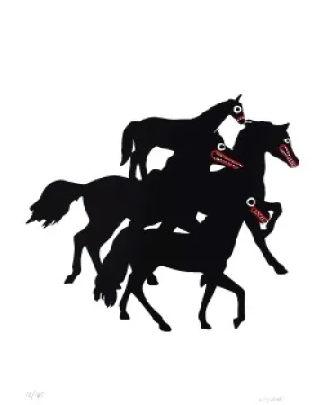 Litografía Linde - Horses