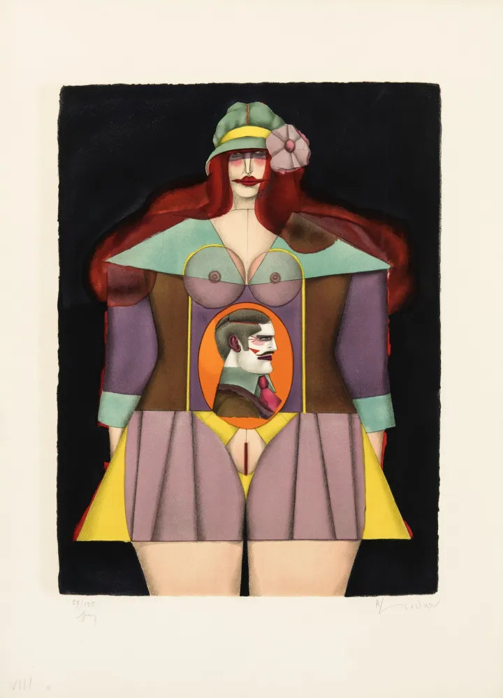 Litografía Lindner - Amazone