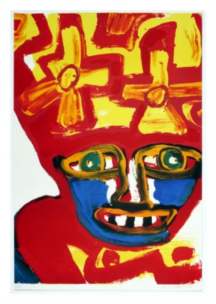 Litografía Lindstrom - Chapeau rouge et jaune