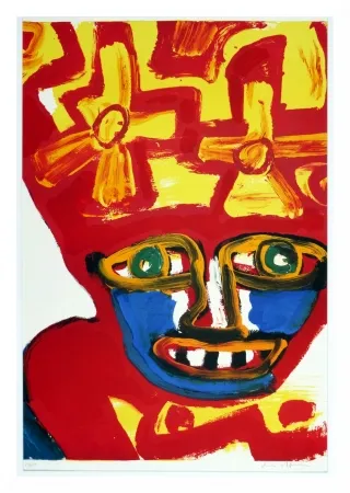 Litografía Lindstrom - Chapeau rouge et jaune