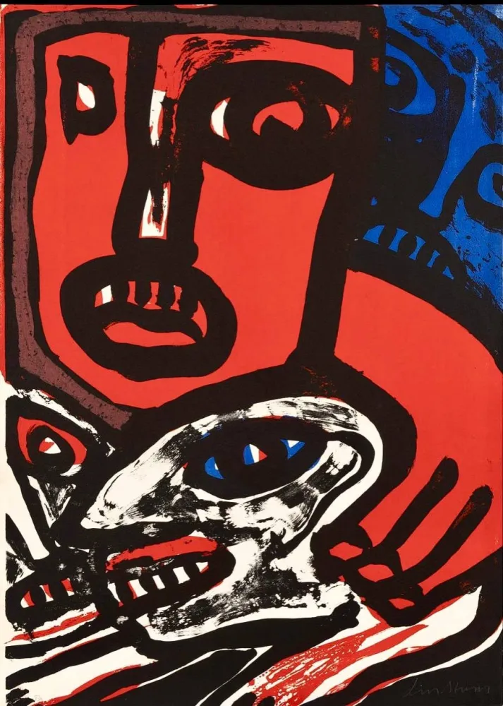 Litografía Lindstrom - Personnage Rouge