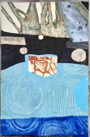 Carborundo Lionel - Lionel Perrotte, Hand signed Abstract Composition, Original Carborundum Etching, 1980s