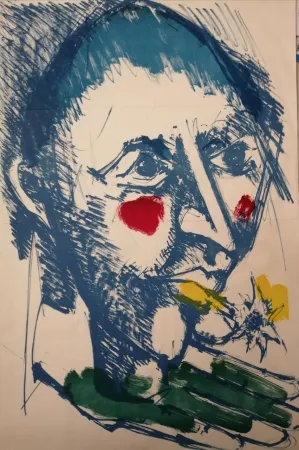 Litografía Lorjou - Bal des Fols - invitation