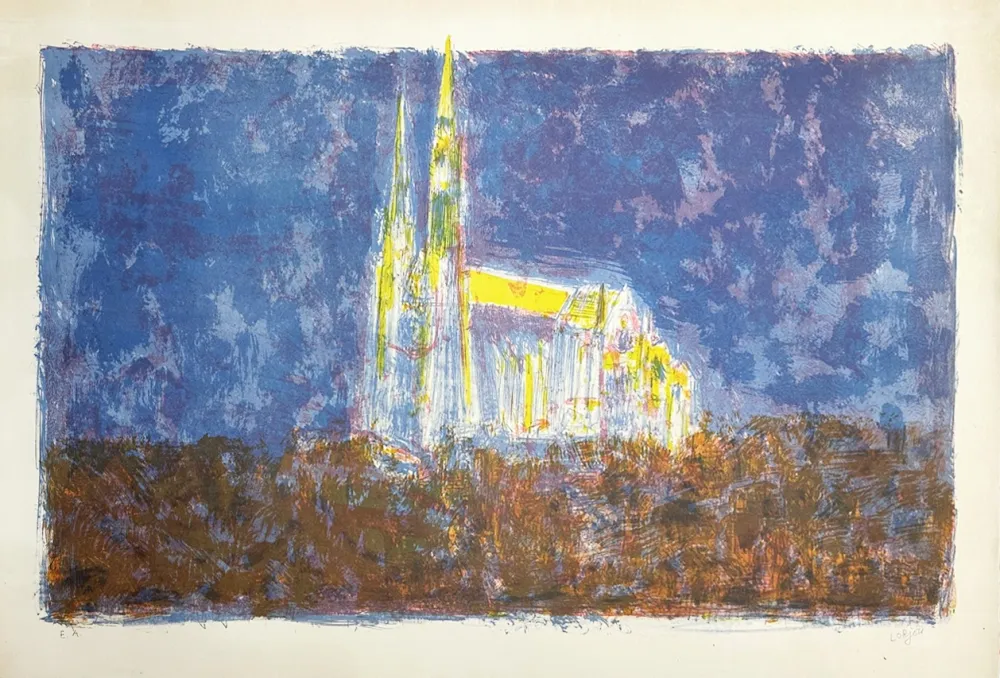 Litografía Lorjou - Cathédrale de Chartres