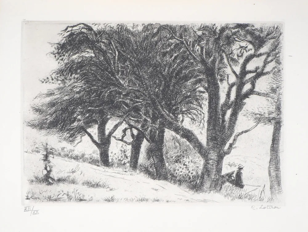 Grabado Lotiron - Normandie, les poiriers