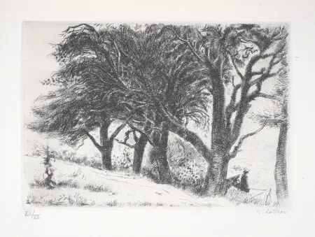 Grabado Lotiron - Normandie, les poiriers