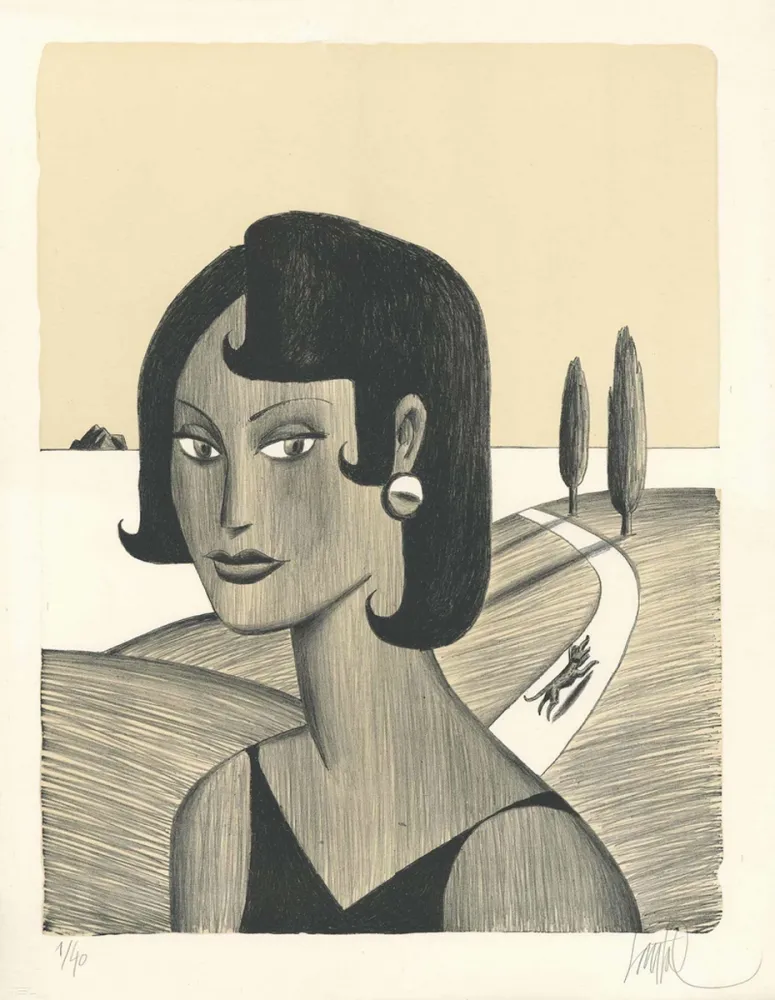 Litografía Loustal - Route Côtière