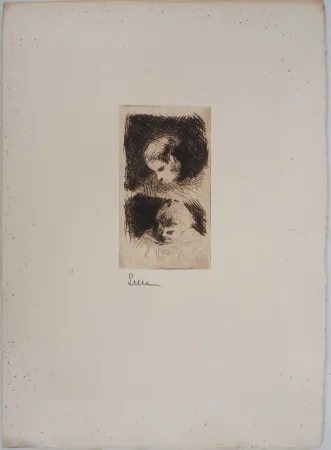 Punta Seca Luce - Maximilien LUCE - Etude d'un jeune enfant Vers 1890 - Gravure originale signée 