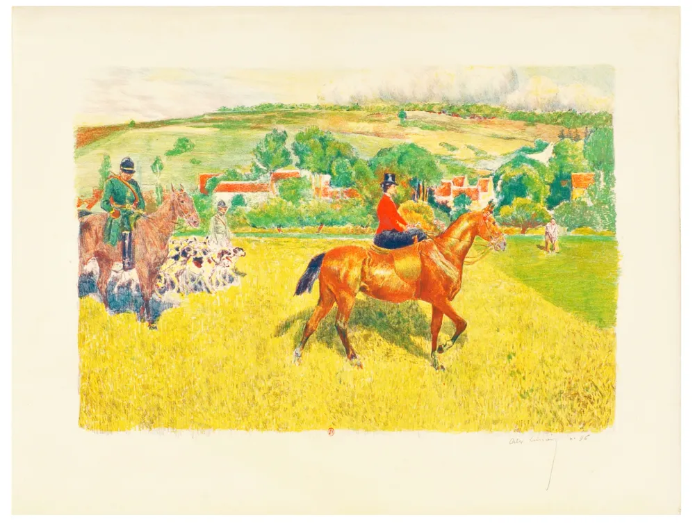 Litografía Lunois - Départ pour la Chasse