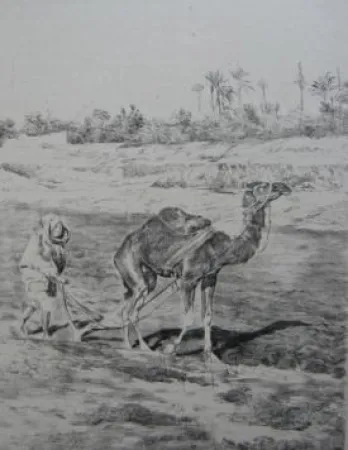 Litografía Lunois - Laboureur du Kef