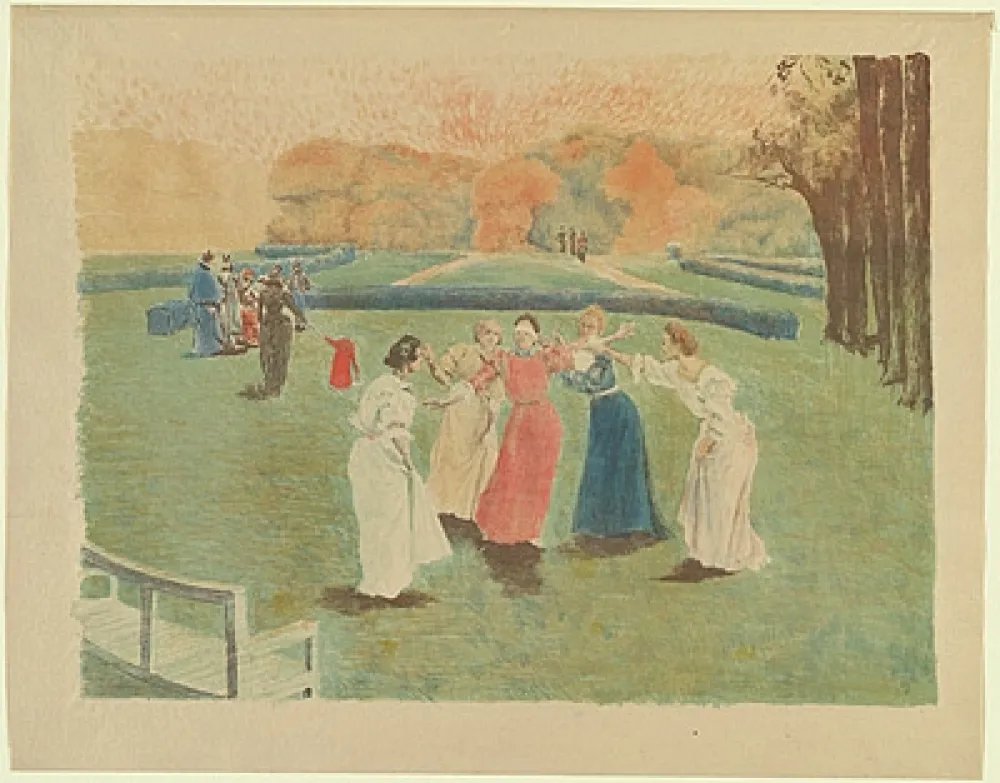 Litografía Lunois - Le colin-maillard (Blind Man's Bluff)