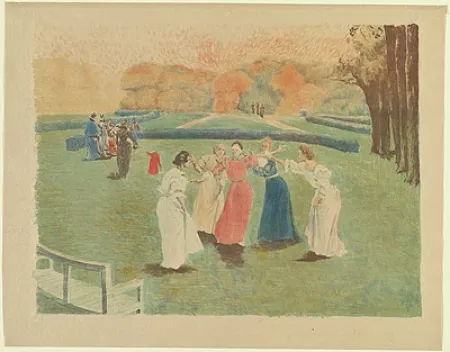 Litografía Lunois - Le colin-maillard (Blind Man's Bluff)