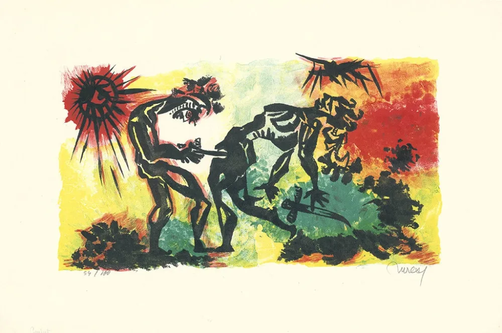 Litografía Lurcat - Combat