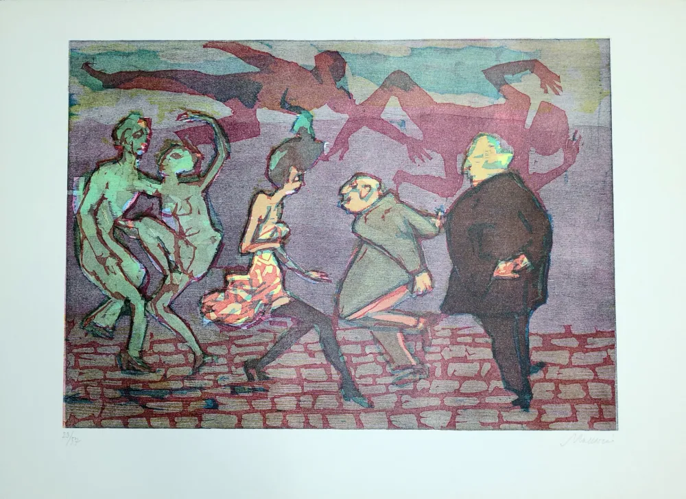 Linograbado Maccari - Il ballo