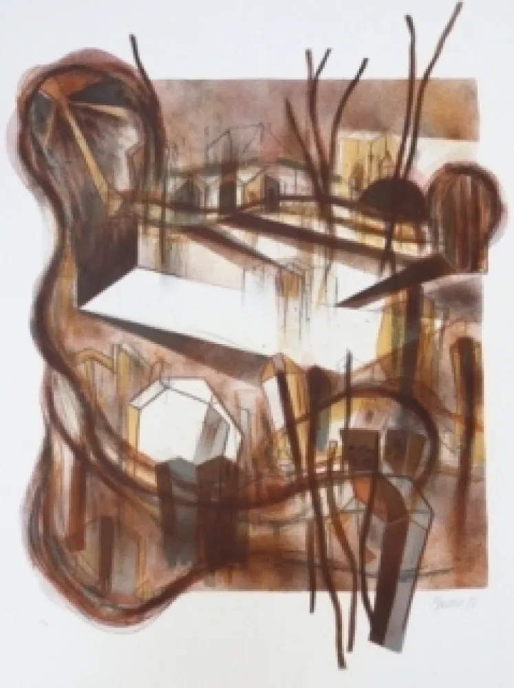 Litografía Macotela - Ciudad y sombras