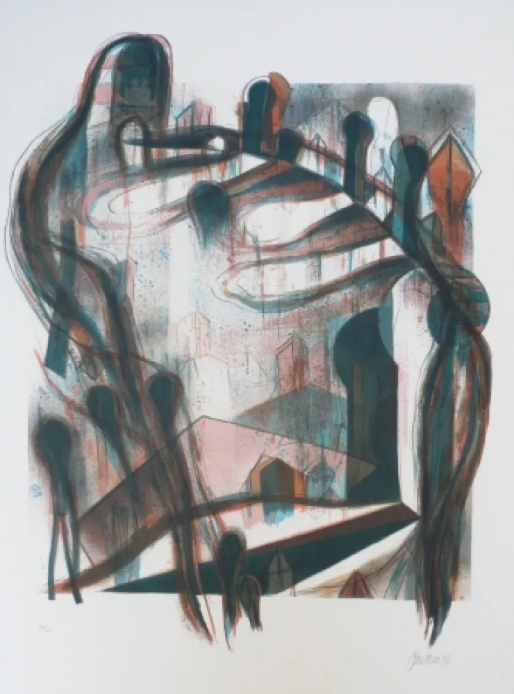 Litografía Macotela - Nocturno y sombras