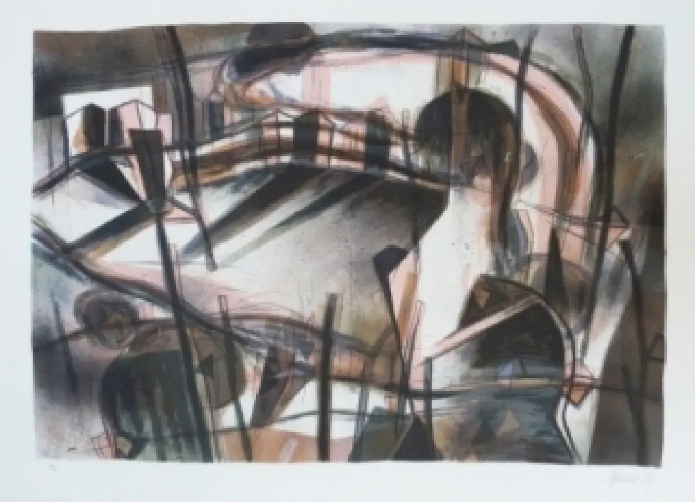 Litografía Macotela - Paseo interior