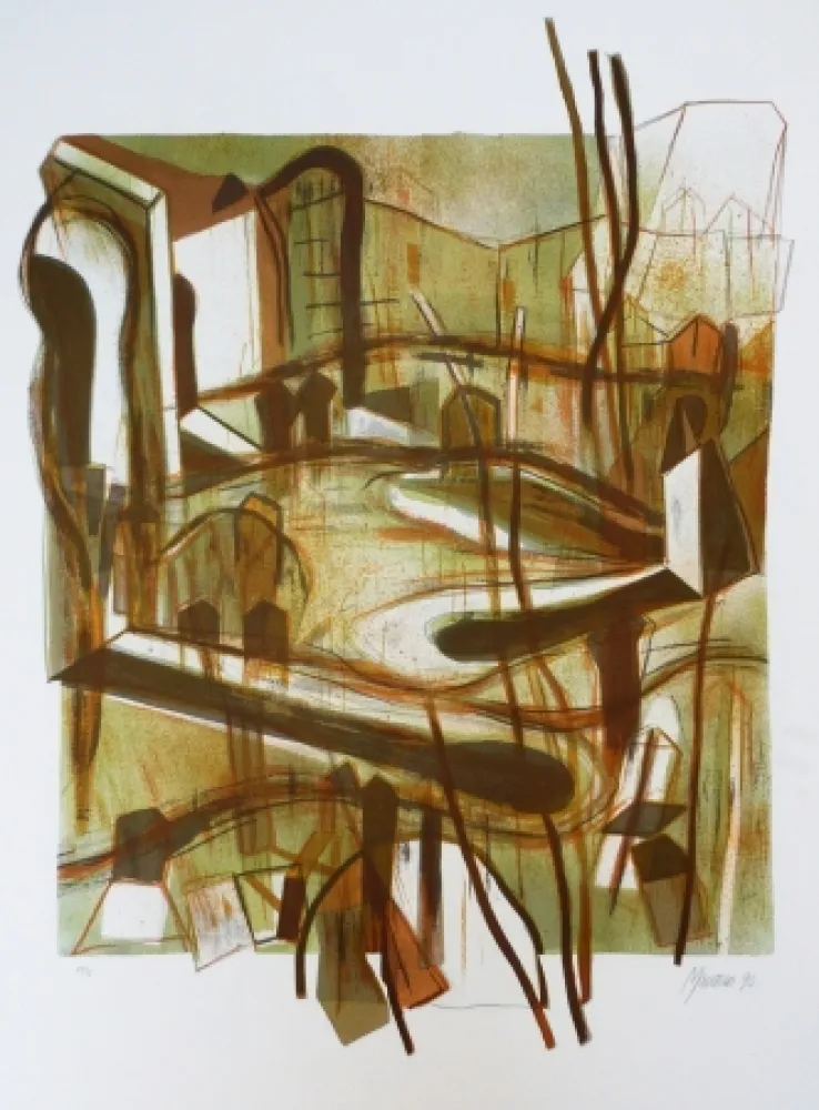 Litografía Macotela - Personas y sus sombras