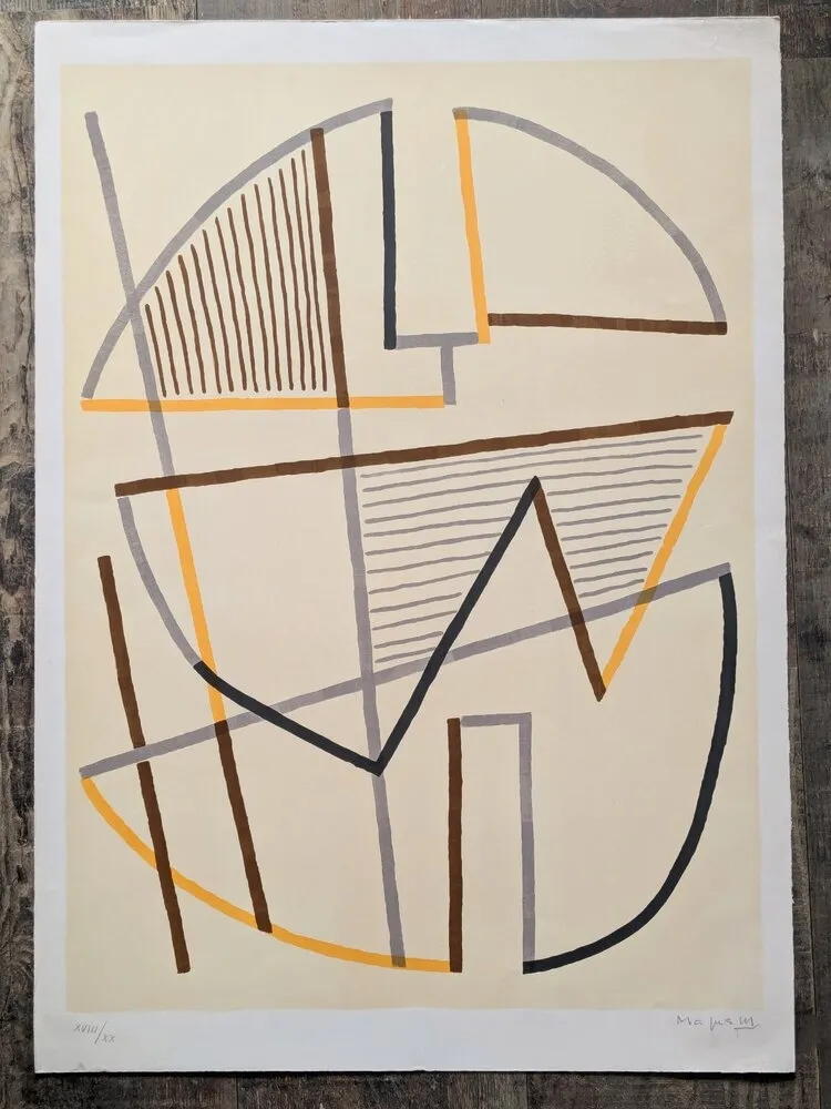 Litografía Magnelli - Alberto Magnelli, Donna Seduta, Hand-Signed Lithograph in 7 colors,