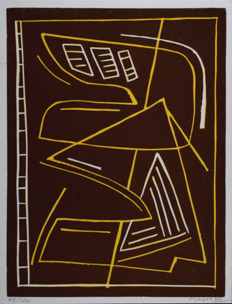 Linograbado Magnelli - Composition, 1967 - Hand-signed!