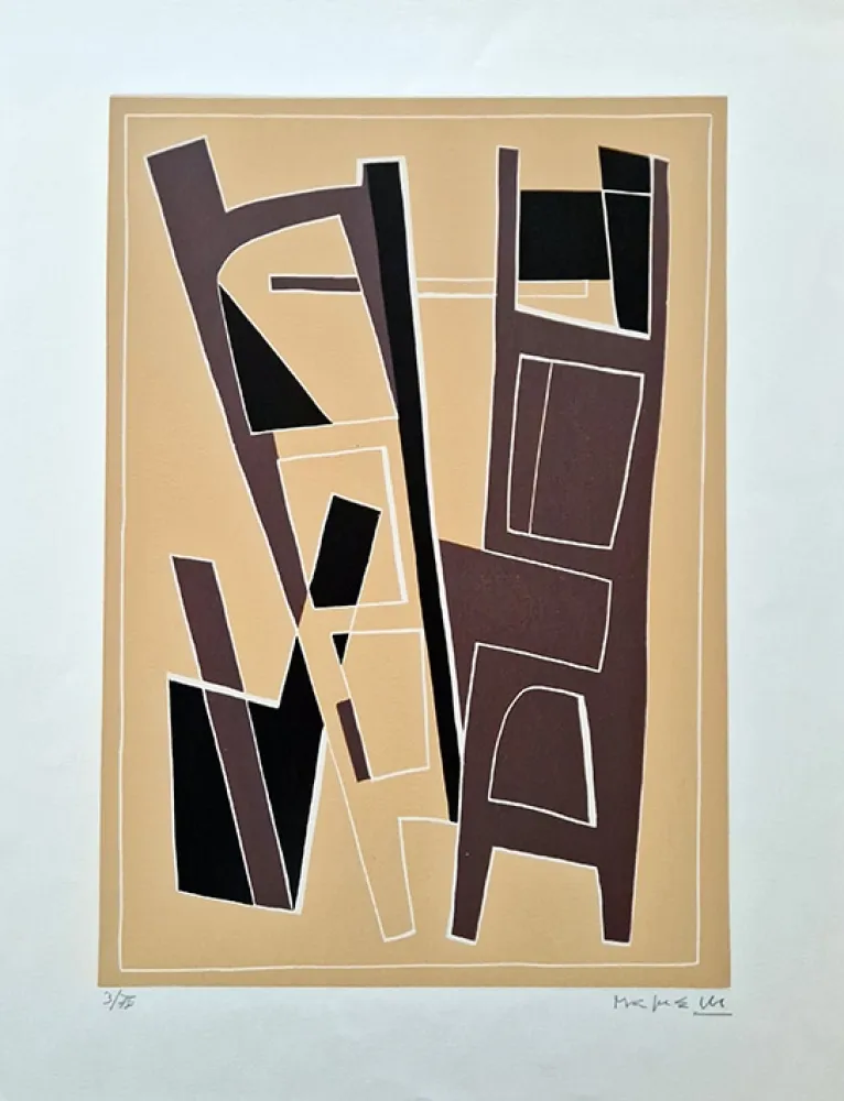 Linograbado Magnelli - La Magnanerie de La Ferrage VI