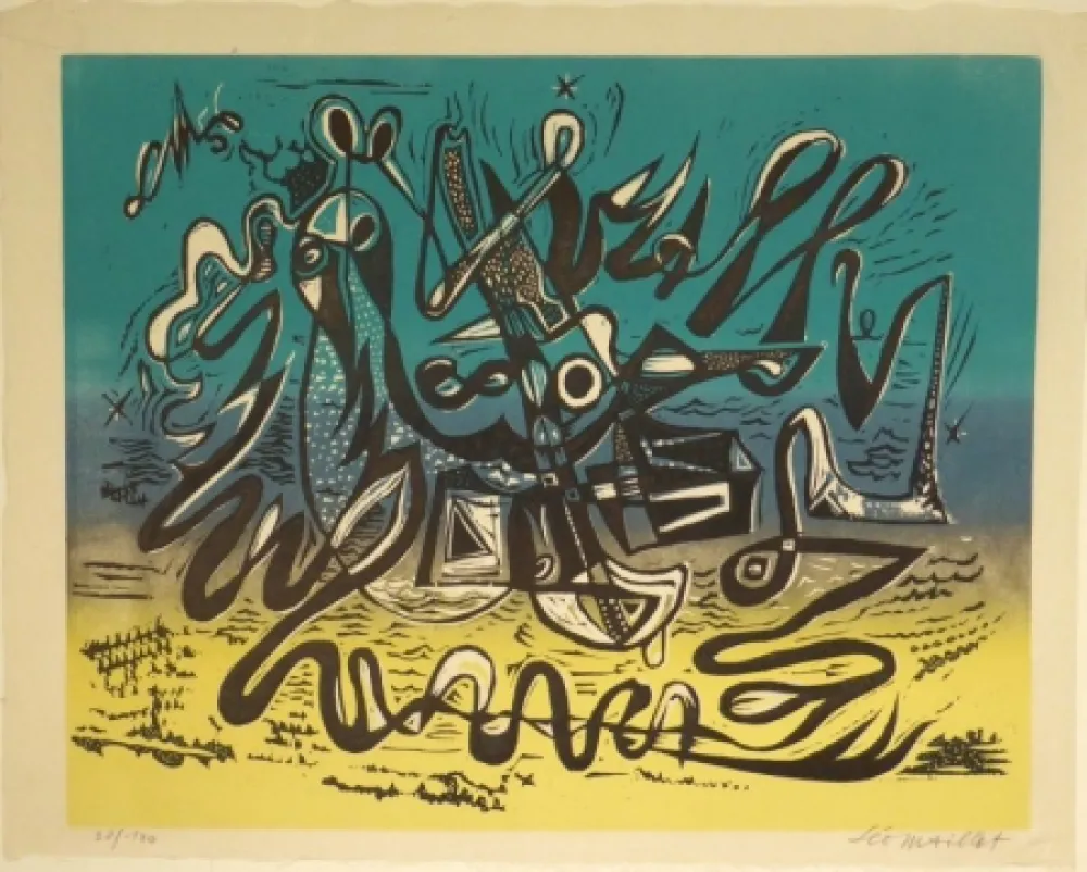 Linograbado Maillet - Tanz einer Najade / Danse d’une Naïade