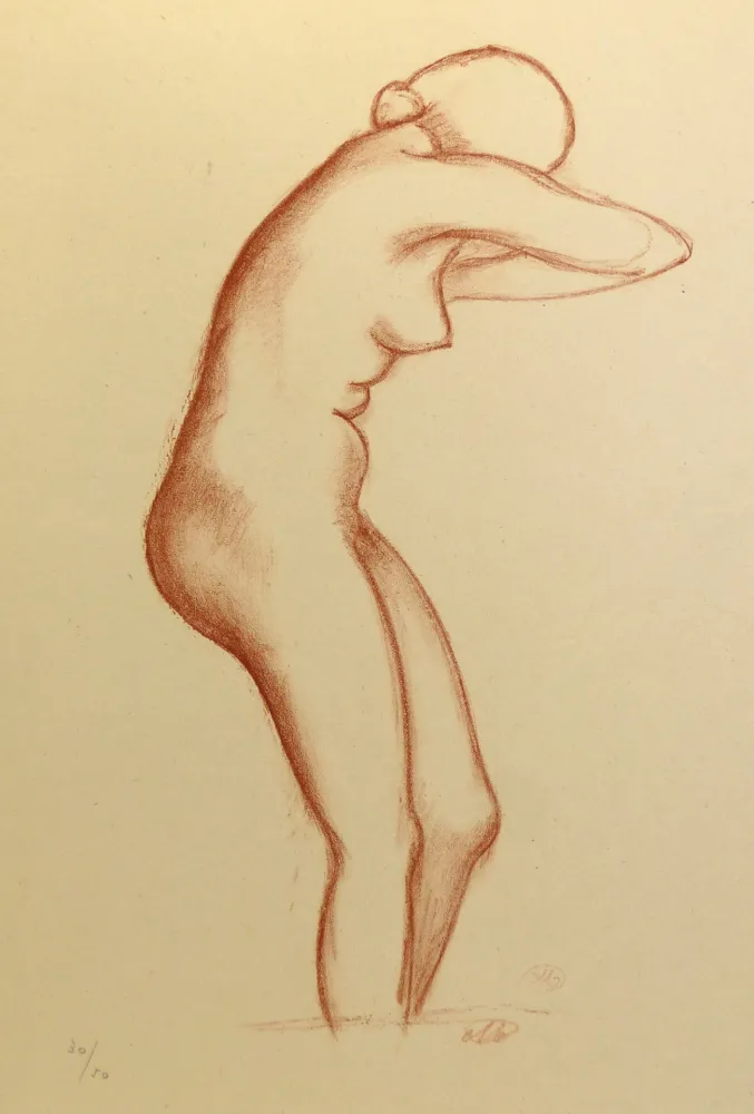 Litografía Maillol - Aristide Maillol (1861 -1944). Femme nue debout. 1935. Lithographie signée.