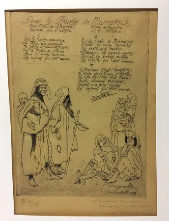 Aguafuerte Majorelle - Pour les pauvres de Marrakech. 