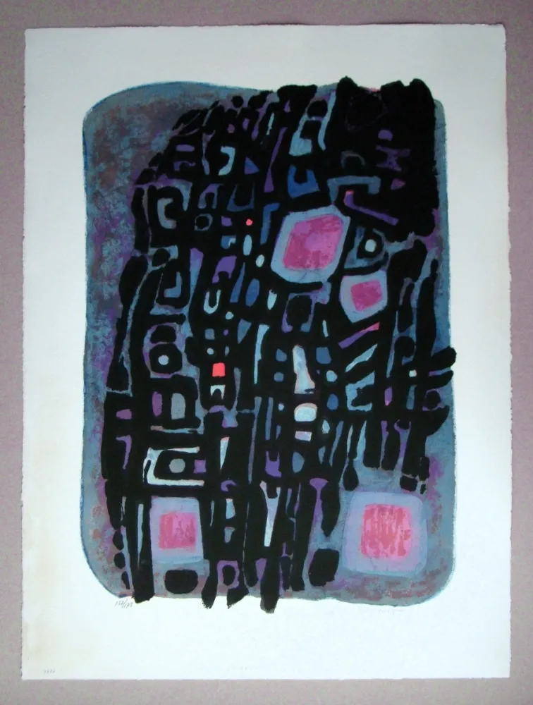 Litografía Manessier - Á l'obscur