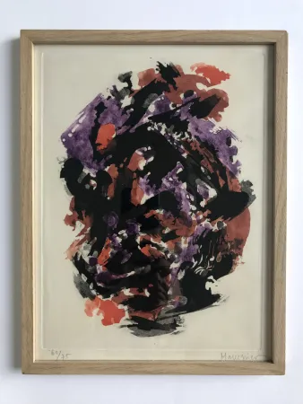 Aguatinta Manessier - Eau-forte en rouge et violet n°23 bis