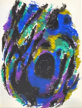 Litografía Manessier - Le Nid. Petite tache noire n°1