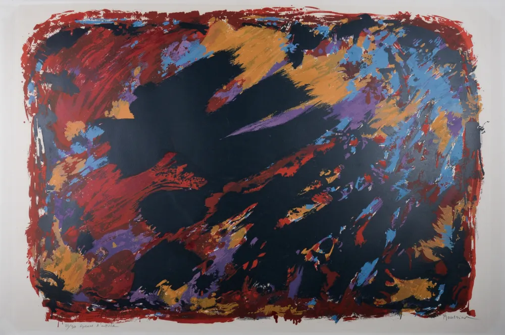 Litografía Manessier - Le procès de Burgos II