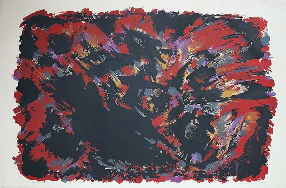 Litografía Manessier - Le procès de Burgos II