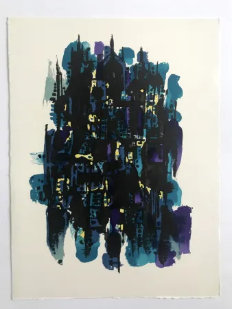 Litografía Manessier - L'enfant dans la cité des ombres VI : La Montagne Sainte-Geneviève