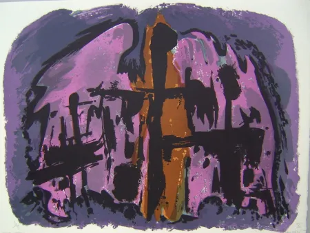 Litografía Manessier - Suite de Paques XI, La Mise au tombeau