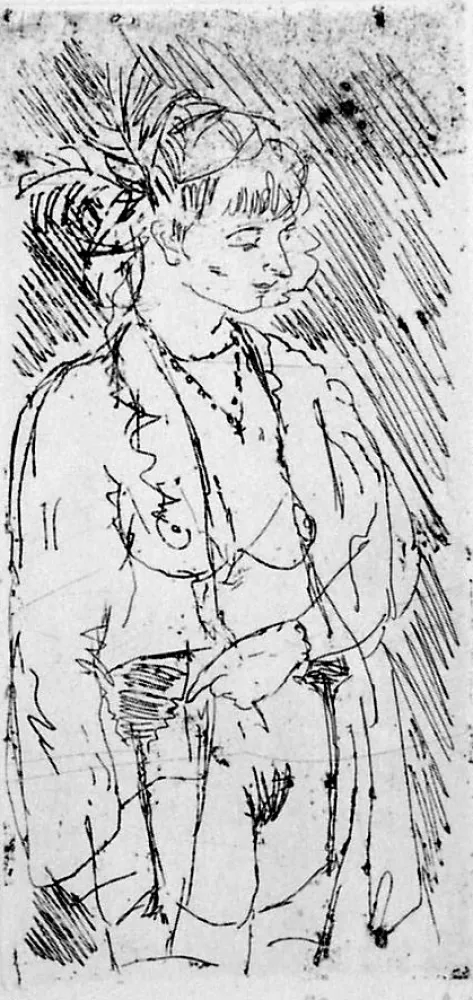 Aguafuerte Manfredi - La modella dal naso lungo