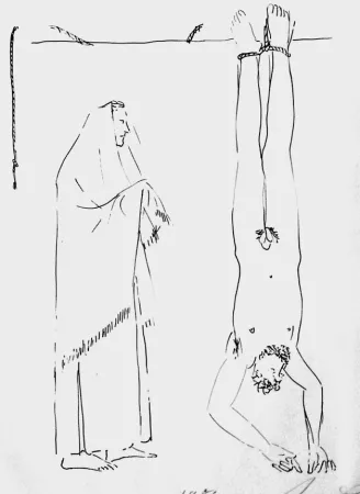 Litografía Manzu - Partigiano impiccato