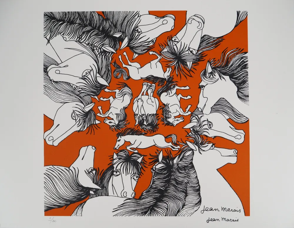 Litografía Marais  - Hommage au cheval