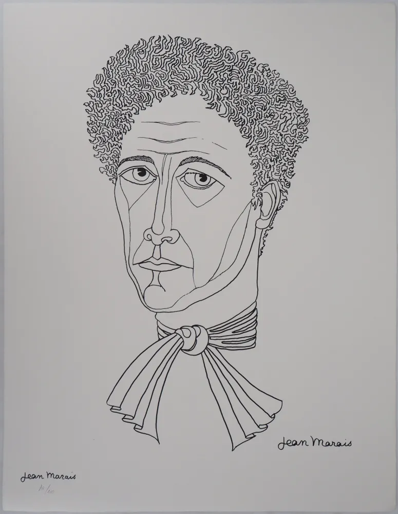 Litografía Marais  - Portrait de Jean Cocteau