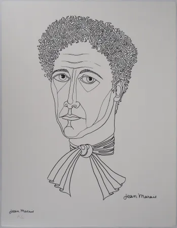 Litografía Marais  - Portrait de Jean Cocteau
