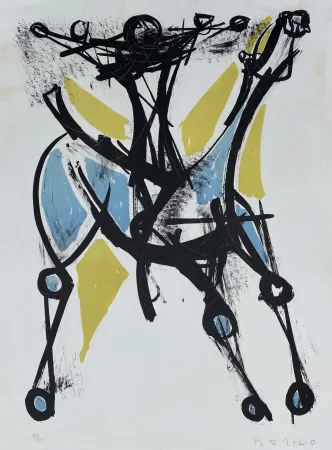 Litografía Marini - Cavalier et Cheval, Jeune et Blue, 1952