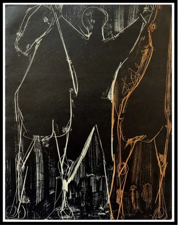 Litografía Marini - CHEVAUX ET CAVALIER