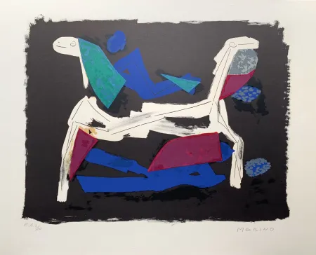 Litografía Marini - Chevaux et cavaliers I 