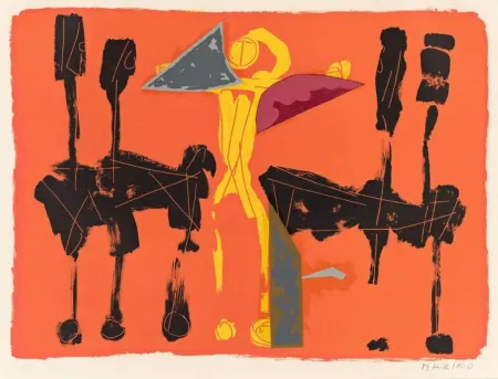 Litografía Marini - L107 Chevaux Et Cavaliers IV