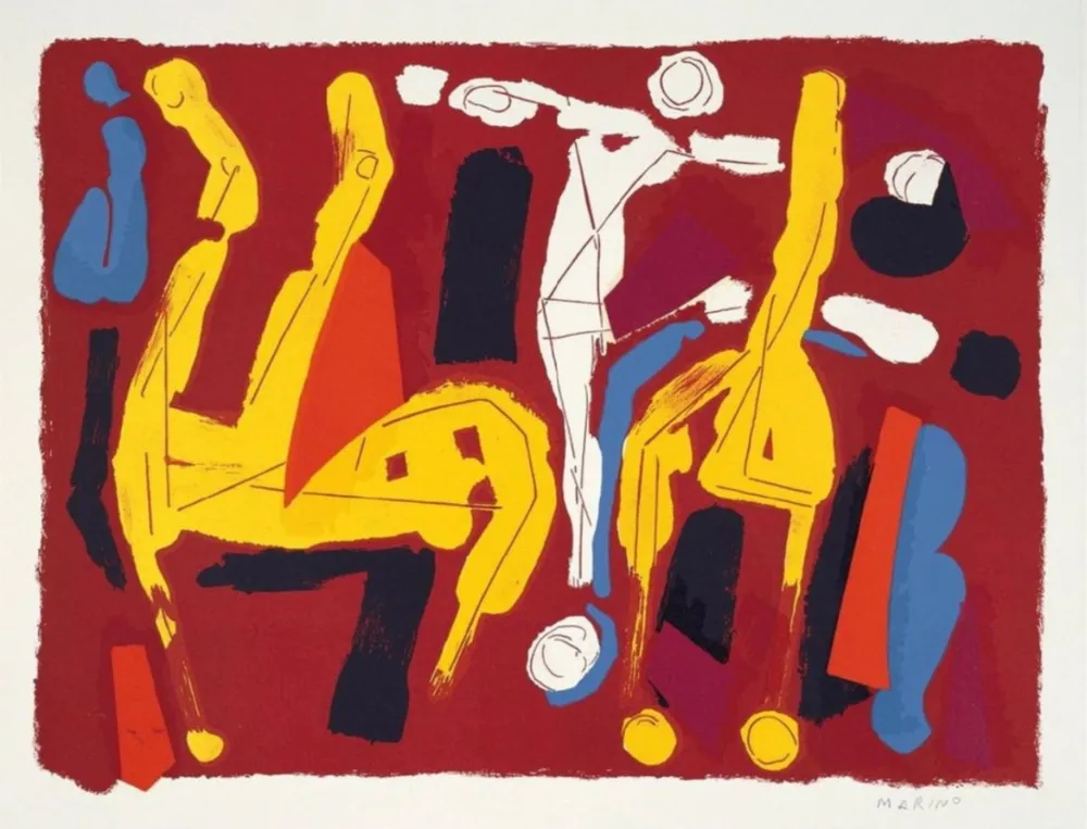 Litografía Marini - L108 Chevaux Et Cavaliers V