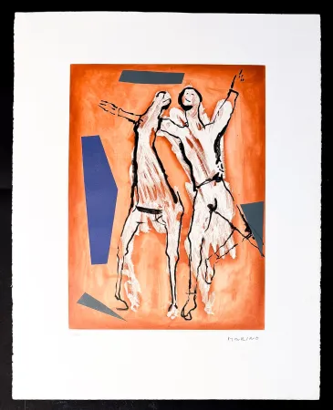 Aguatinta Marini - Marino Marini (1901–1980) - Cavaliere e cavallo - 3-colour aquatint on BFK Rives paper - 1977