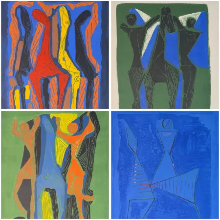 Grabado Marini - Marino Marini (1901–1980) - MARINO FROM GOETHE - Complete original folder containing 4 color etchings and aquatints on Arches paper - 1979