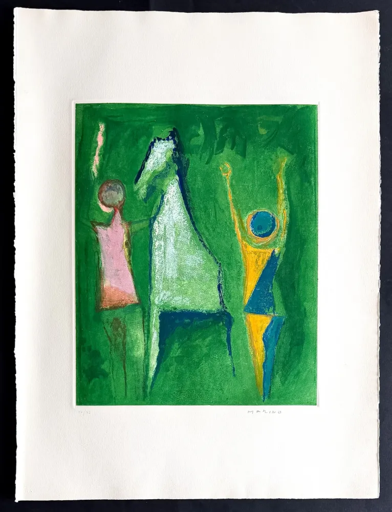Grabado Marini - Marino Marini (1901–1980) - MARINO FROM SHAKESPEARE I - Color drypoint etching and aquatint on paper - 1977